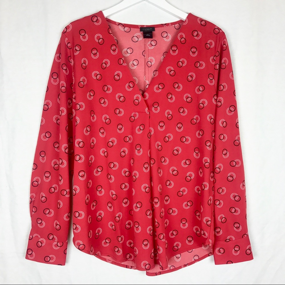 Ann Taylor Factory V-neck Blouse Large